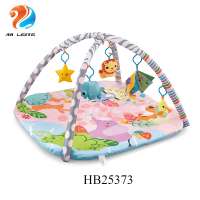 Soft plush activity gym round floor crawling mat fitness rack play gym mat carpet with hanging toys