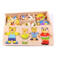 Great varieties cartoon Jigsaw mini Bear change clothing wooden Puzzle