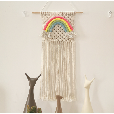 Wholesales Rainbow Wall Decor Macrame Wall Hanging Boho for Nursery Decorative Rainbow with Tassel