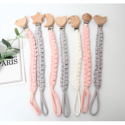 Wholesales Pacifier Clip Holder Soother Clip Macrame Pacifier Clips Natural Cotton Teether Clip Baby Accessories Newborn