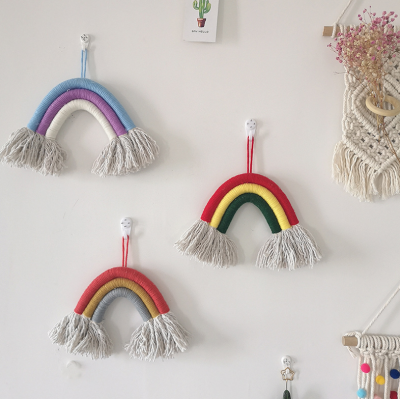 2020 New Arrivals macrame art children home decoration cotton rope hand made rainbow wall hanging