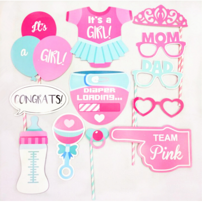 Wholesales New Born Blue Pink Baby Shower Party Photo Booth Props Set newborn picture photography