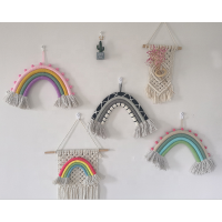 Wholesales Kids Room Rainbow Wall Hanging Baby Handmade Knitted Macrame Wall Hangings For Home Decor