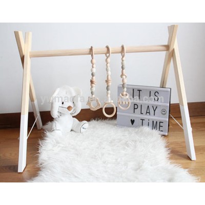 Wholesales Natural Wooden baby play gym Kids activity gym nursery baby wooden gym stand Heybabee