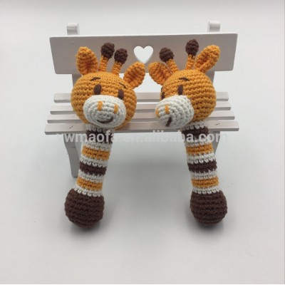 Wholesales Woolen Crochet Giraffe Rattle Toy 100% Handmade Knitted Rattles