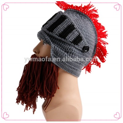 Roman Soldier Helmet Hat With Plume , Greek Trojan Beard Hat, instant download Crochet Pattern Costume Hat