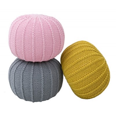 Wholesales Home Furniture Crochet Cotton Round Floor Pouffe OttOman 100% Handmade Knitted Cotton Yarn Pouf