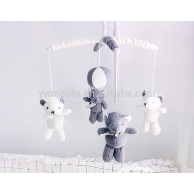 Wholesales Baby Bedding Crib Musical Mobile with Hanging Rotating Knitted Bear Toys