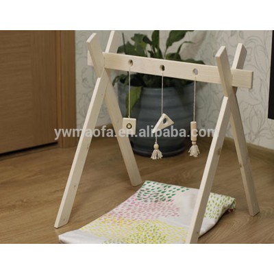 Heybabee Natural Wooden baby play gym Infant activity gym nursery baby wooden gym stand