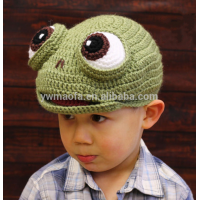 Wholesales Baby Crochet Frog Styled Hat 100% Handmade Knitted Funny Winter Warm Pocket Hat