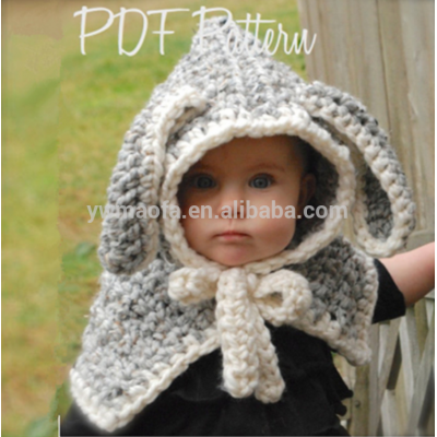 Wholesales Baby Crochet Rabbit Ears Shawl Hat Handmade Animal Shaped Acrylic Yarn Knitted Hat