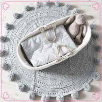 47"x47" Large Baby Round Crochet 100% Acrylic Nursery Blanket With Ball Tassels Edge