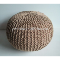 Wholesales Handmade European Style Home Furniture Decorative Cotton Round Pouf Ottoman Crochet Knit Footstool