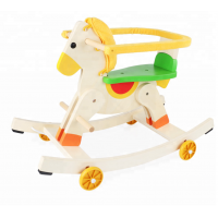 Wholesales Wooden Rocking Horse Baby Wood Ride On Animal Toys With Wheels MFRH-002