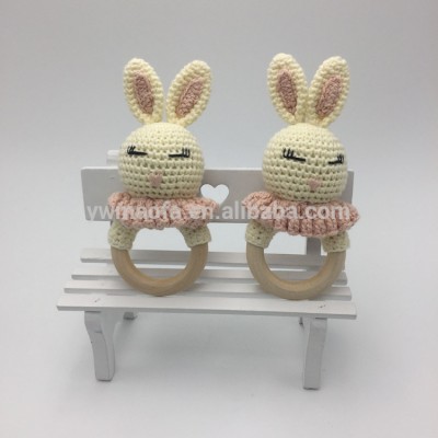 Wholesales Baby Crochet Bunny Rattles 100% Handmade Knitted Stuffed Rattle toys