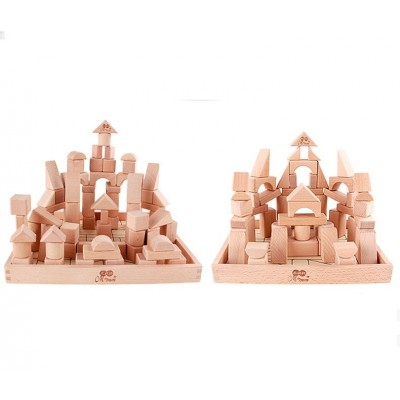 Wholesales Baby Beech Wooden Building Blocks For Kids Educational DIY toys