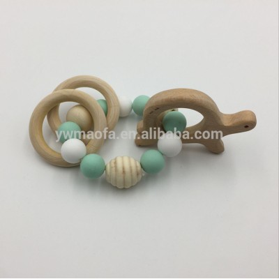 Wholesales DIY Baby Wooden/Silicone Beads Teething Toys Infant Cute Animal Shaped Chewing Teethers