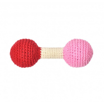 Wholesales 100% Organic Cotton Crochet Dumbbell Baby Rattle Toys MFCR-030