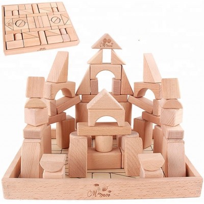 Wholesales 56PCS Beech Wood Building Blocks For Kids Educational DIY toys