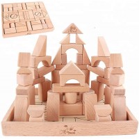 Wholesales 56PCS Beech Wood Building Blocks For Kids Educational DIY toys