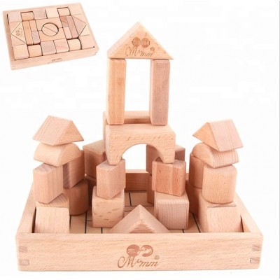 Wholesales 28PCS Beech Wooden Building Blocks For Kids Educational DIY toys