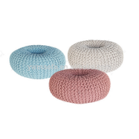 Wholesales Crochet Cotton Round Pouf Ottoman Handmade Knitted Foot Stool Pouf