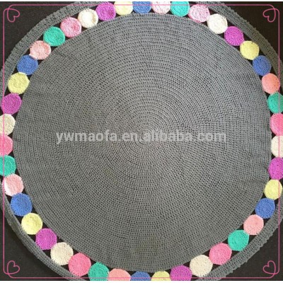 47x47 inches Large Round Baby Flowers Decoration Crochet Cotton Play Rug For Wholesales