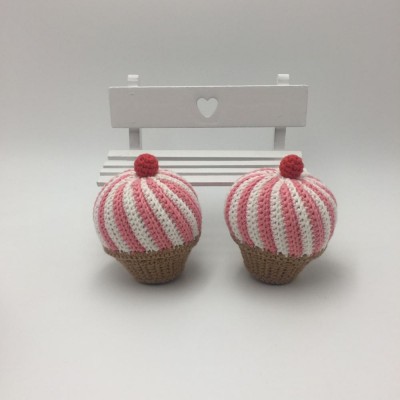 Wholesales Strawberry Cherry Crochet Cupcake Handmade Knitted Amigurumi Teething Toy