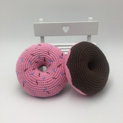 Crochet Donut Pillow with Sprinkles Baby kitchen crochet donuts Toys