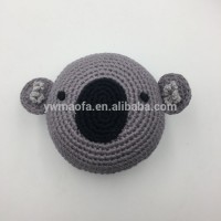 Wholesales 100% Cotton Yarn Baby Round Bear Rattle Toys Handmade Crochet Animal Toys