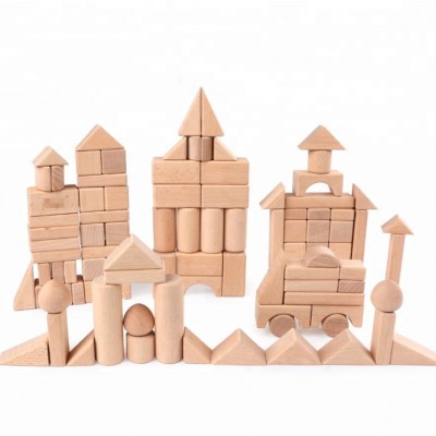 Wholesales 100PCS Large Toy Building Blocks Kids Beech Wood Educational DIY toys