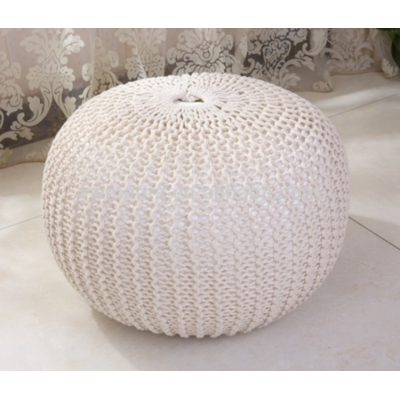 Wholesales Crochet Pouf Round Cotton Ottoman Handmade Knit Footstool