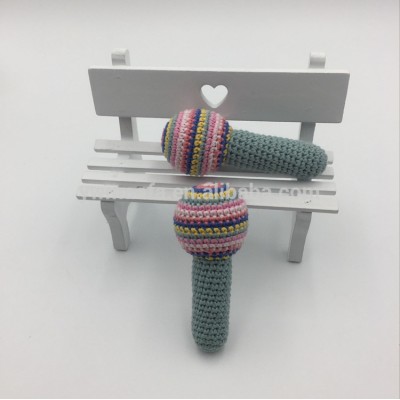 Wholesales Crochet Amigurumi Rainbow Rattle Toys Baby Sleeping Rattles