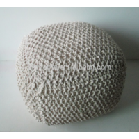 Wholesales Indian Crochet Pouf Ottoman Square Cotton Knitted Foot Stool Pouf