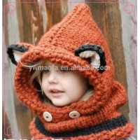 Kids Fox Hoodie Hat -Crochet Fox Cowl Animal Hat Knitted Hooded Scarf Chunky Crochet Hat Animal Scarf